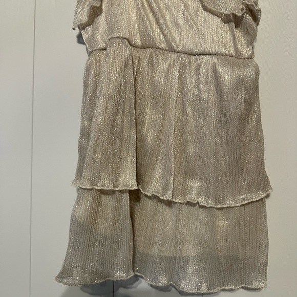 🔹 Zara Metallic Ruffle Neckline Layered Dress - Picture 3 of 4
